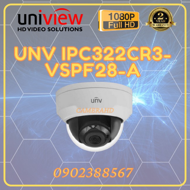 Camera IP Dome hồng ngoại 2.0 Megapixel UNV IPC322CR3-VSPF28-A