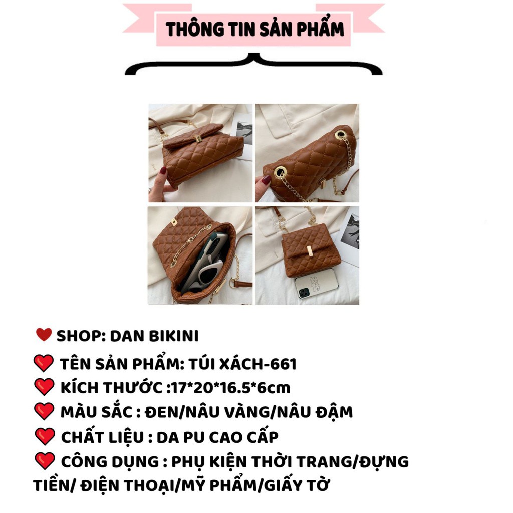 Túi Xách Nữ ❤️FREESHIP❤️ Túi Xách da PU cao cấp đeo chéo dây xích phối da hợp thời trang trẻ trung năng động mã 661