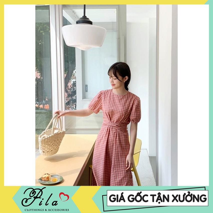 [Giá gốc tận xưởng] Đầm suông caro cột dây thời trang