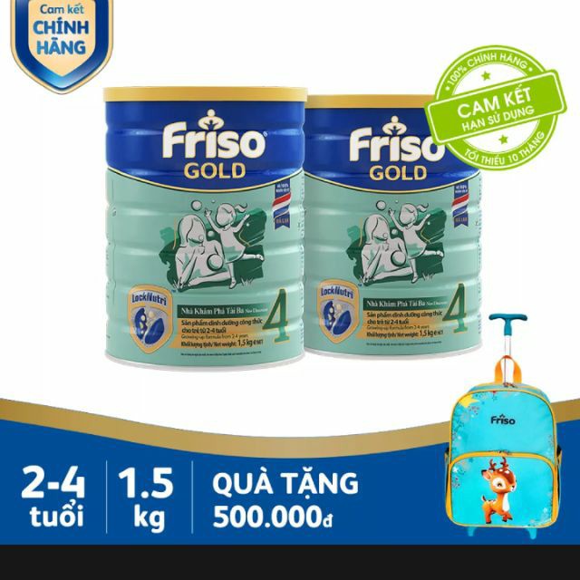 Bộ 2 lon sữa Friso Gold 4 1.5kg tặng kèm balo