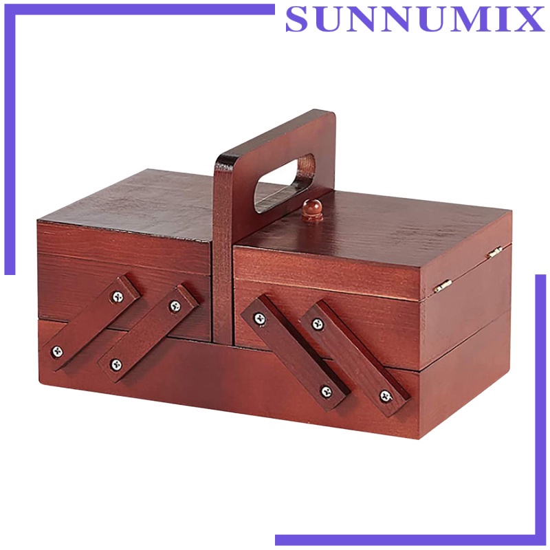 [SUNNIMIX]Foldable Sewing Box Needles Thread Scissors Sew Basket Jewelry Boxes