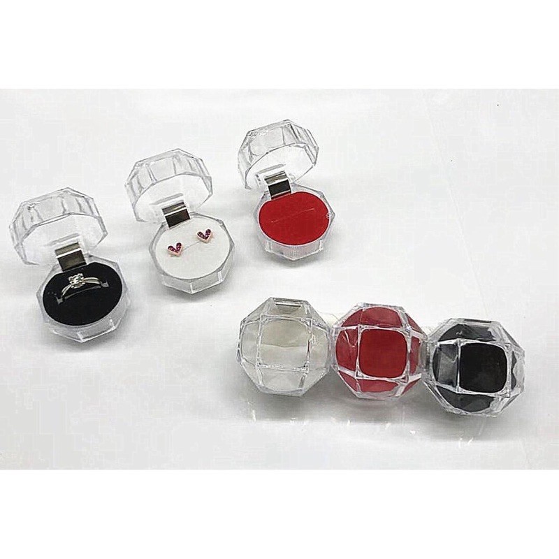 Hộp - 1vỉ 20 hộp nhựa đựng nhẫn, đựng bông trong suốt giá sỉ