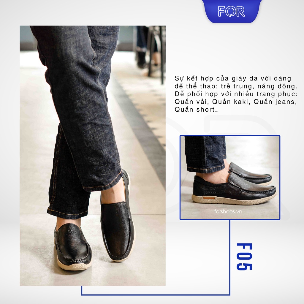 Giày lười nam đẹp FOR cao cấp với thiết kế kiểu dáng thể thao năng động, đế cao su siêu nhẹ, siêu êm F05
