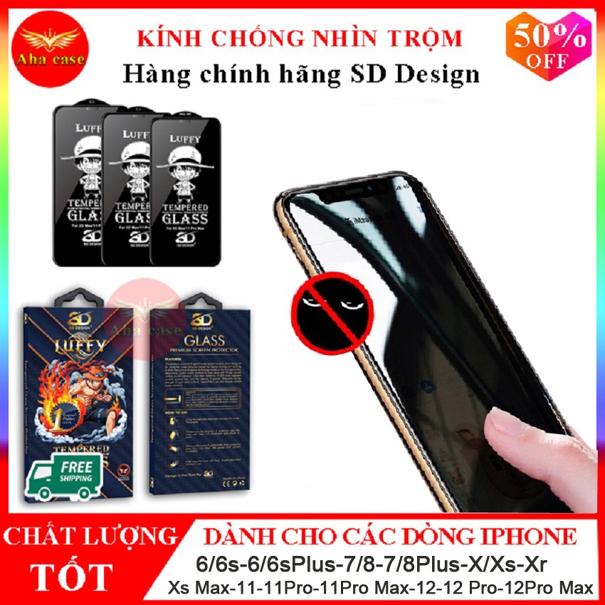 Cường Lực Chống Nhìn Trộm iPhone Chính Hãng SD DESIGN ip 6/6splus/7/7plus/8/8plus/x/xsmax/11/11pro/11promax/12/12promax