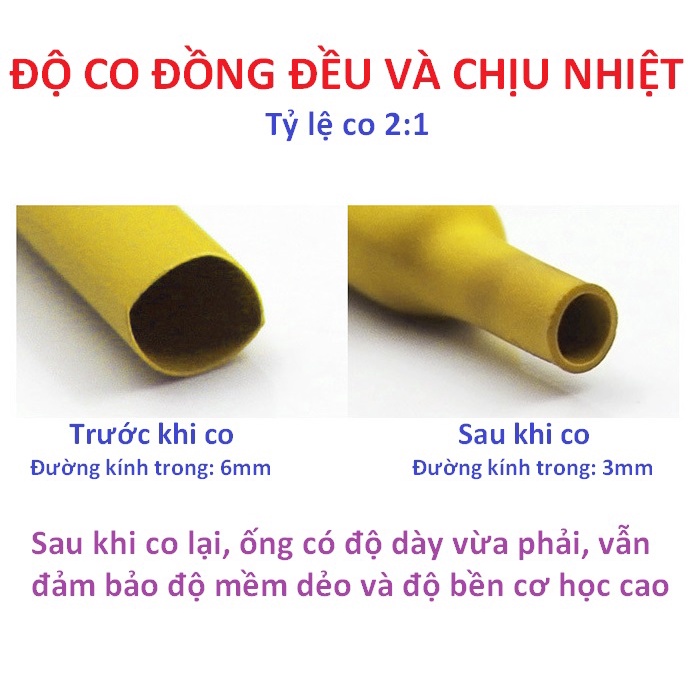 SV Bộ 164 / 328 / 530 ống ghen co nhiệt cách điện nhiều màu sắc đủ size