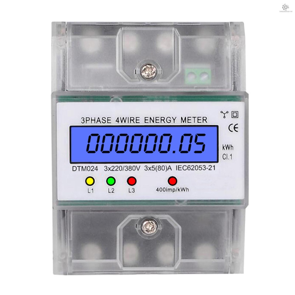 Đồng hồ đo năng lượng điện tử 3 pha 4 dây 220/380V 5-80A cho màn hình LCD