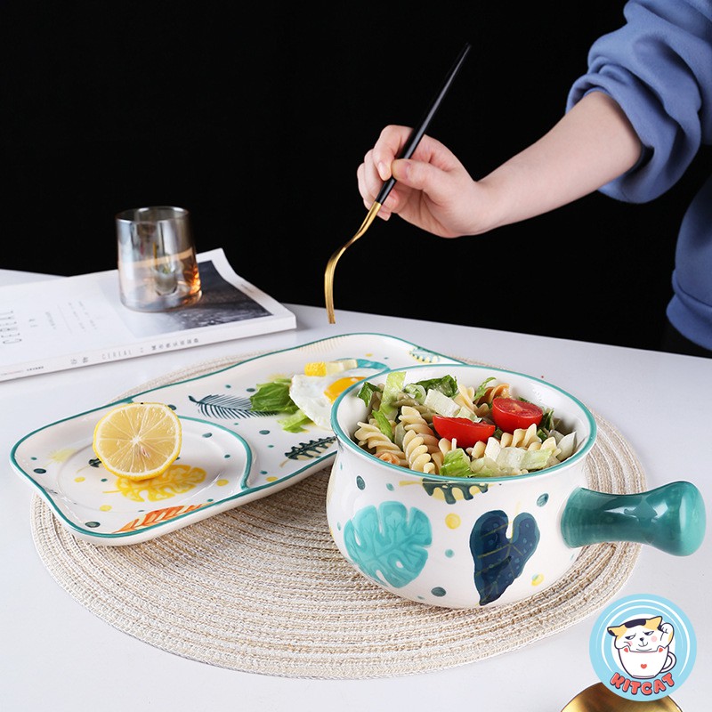 Set ăn sáng/Bộ bát đĩa Cherry - Butterfly Flower KITCAT STORE kiểu Nhật Hàn sang chảnh