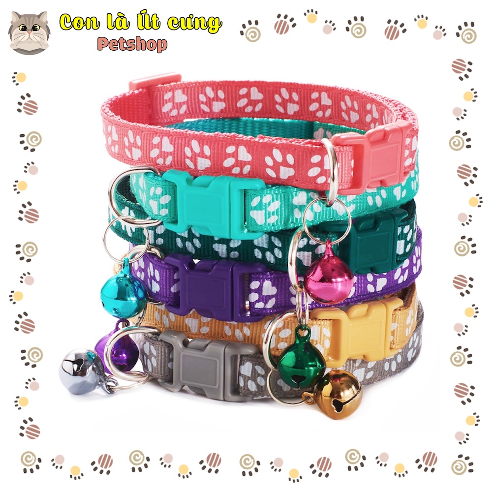 Vòng cổ hoạ tiết dấu chân size 1cm cho thú cưng chó mèo - Con là Út cưng Petshop