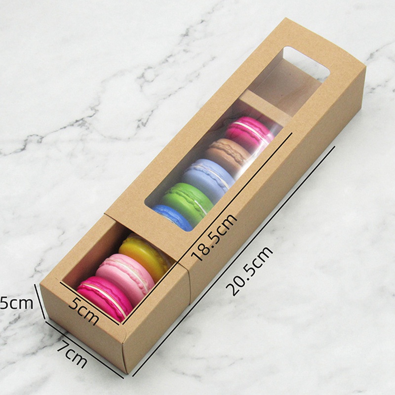 Hộp Giấy Kraft Trong Suốt Đựng Bánh Macaron Tiện Dụng