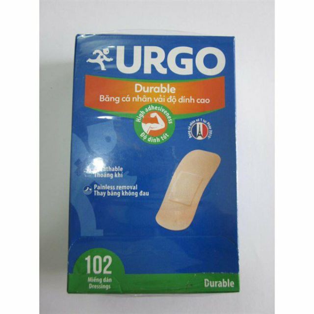 102 miếng Urgo Durable băng dán cá nhân với độ dính cao 1 hộp 102 miếng