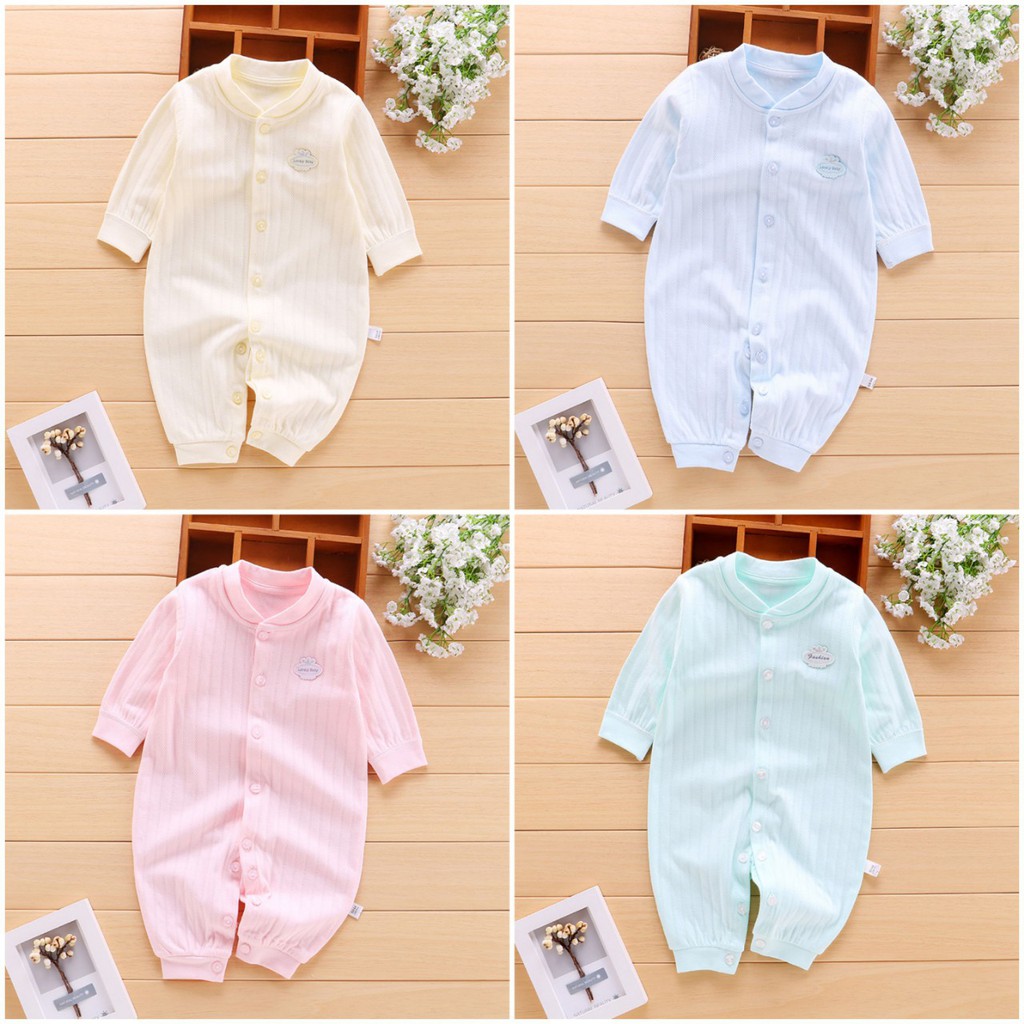 Body dài tay liền thân thu đông cotton cho bé sơ sinh, hàng đẹp xuất - BD20