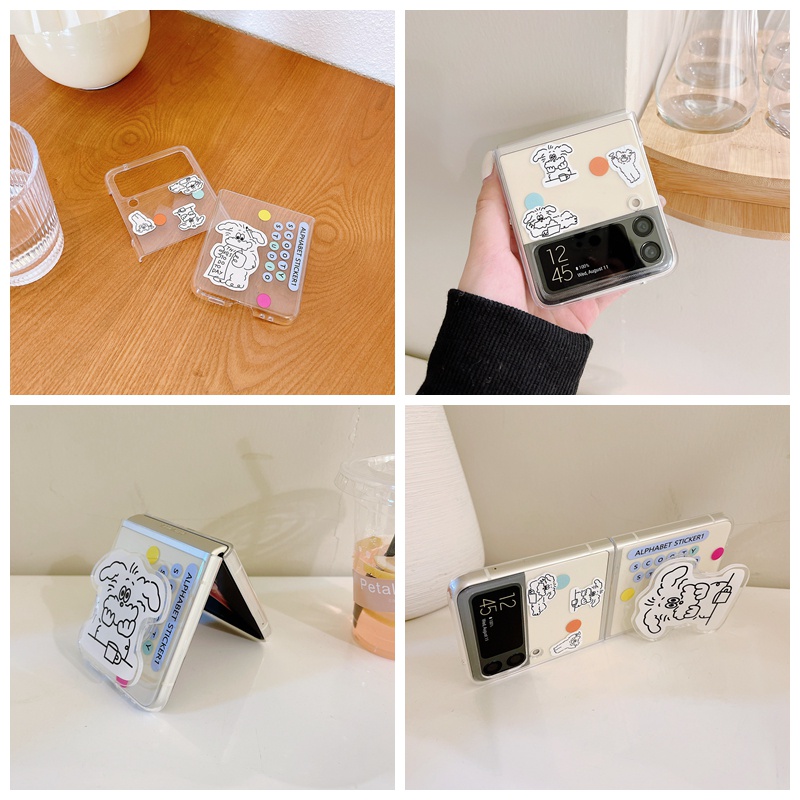 Ốp Điện Thoại PC Cứng Trong Suốt Chống Sốc Có Giá Đỡ Cho Samsung Galaxy Z Flip 3 5G