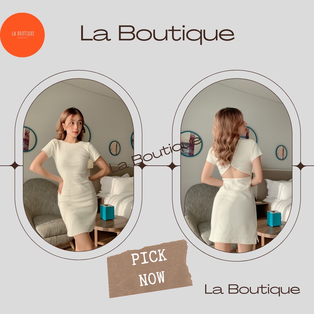 [CHÍNH HÃNG] Đầm body hở lưng tam giác sexy len gân co giãn 4 chiều tay ngắn đi chơi dạo phố La Boutique 2 | LA38 | BigBuy360 - bigbuy360.vn