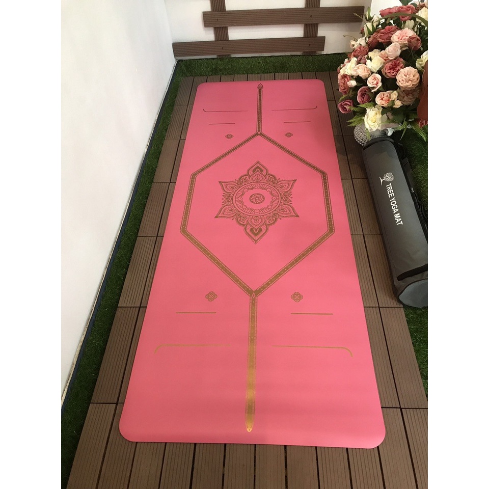 thảm tập yoga tại nhà định tuyến vàng cao su PU cao cấp, dày 5mm