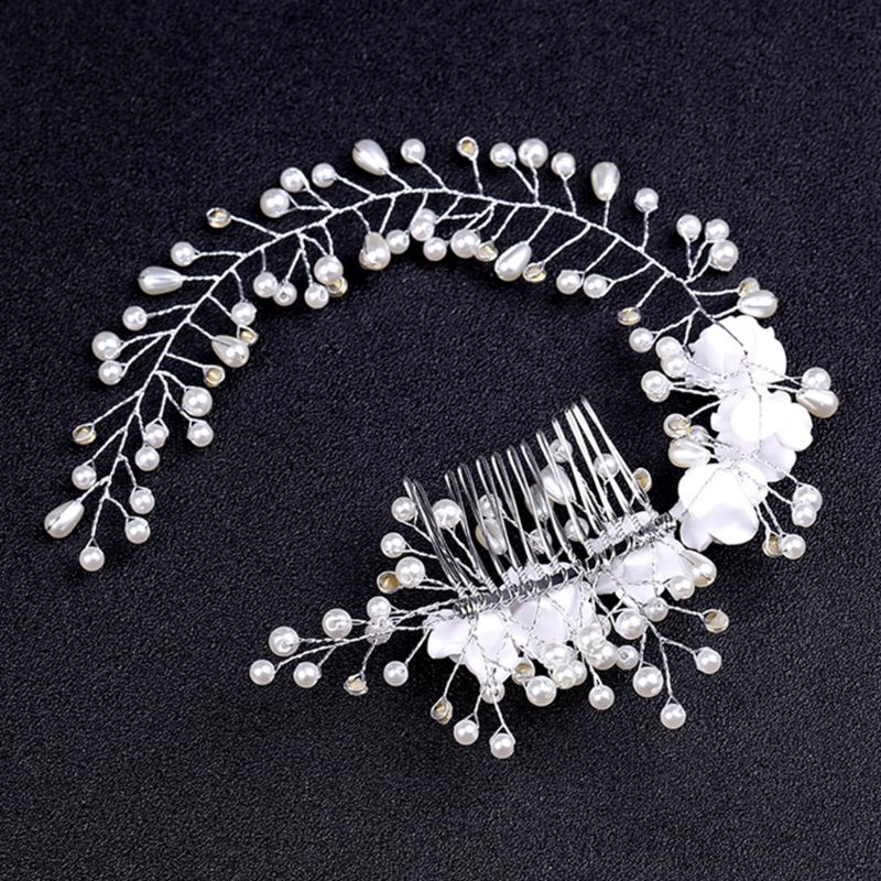 Lược cài tóc cô dâu đính hoa ngọc trai xinh xắn