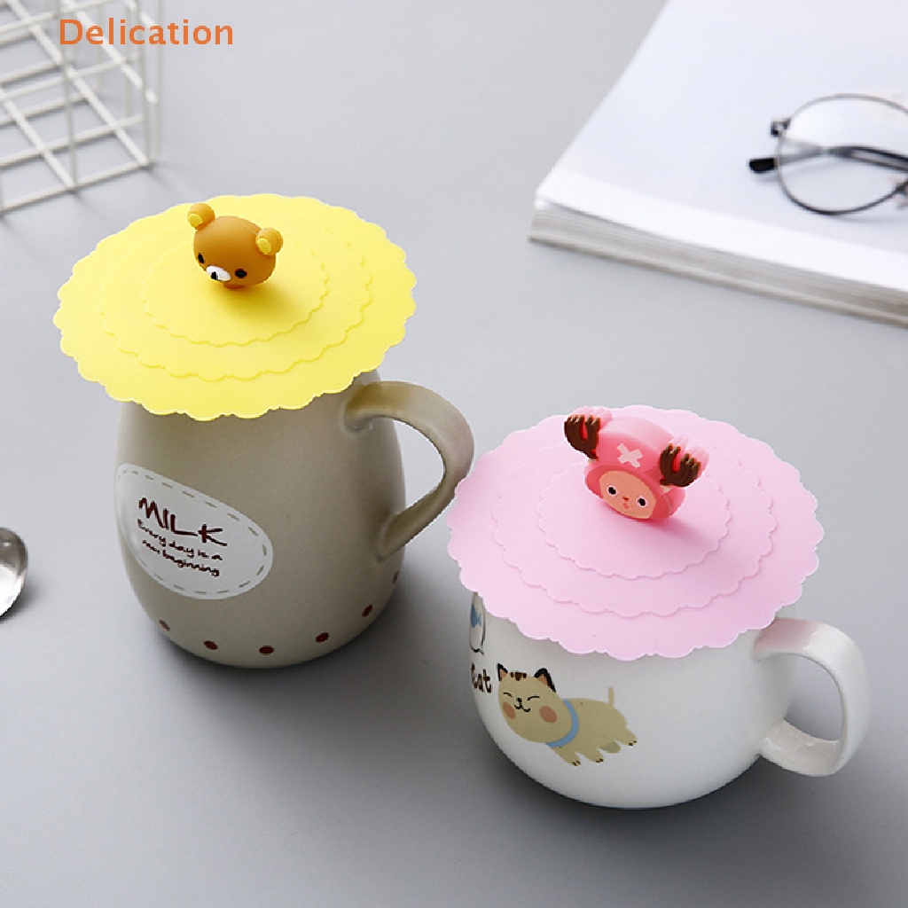 [Delication] Nắp Cốc Thủy Tinh Bằng Silicon Chống Bụi Hình Hoạt Hình Dễ Thương Có Nắp Hút