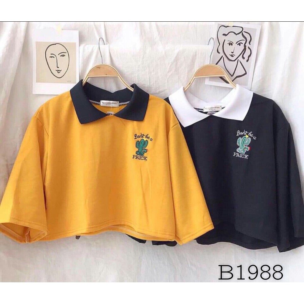 Áo Thun Croptop Có Cổ Cây Xương Rồng Dễ Thương EVA AO 30187 | BigBuy360 - bigbuy360.vn