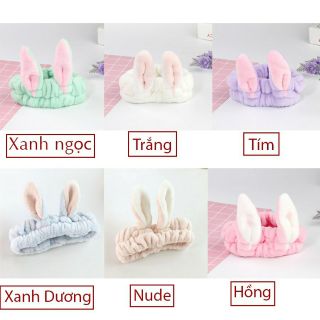 Băng đô rửa mặt turban tai thỏ tai mèo vải nhung bờm tóc cho bạn nữ cài tóc xinh đẹp