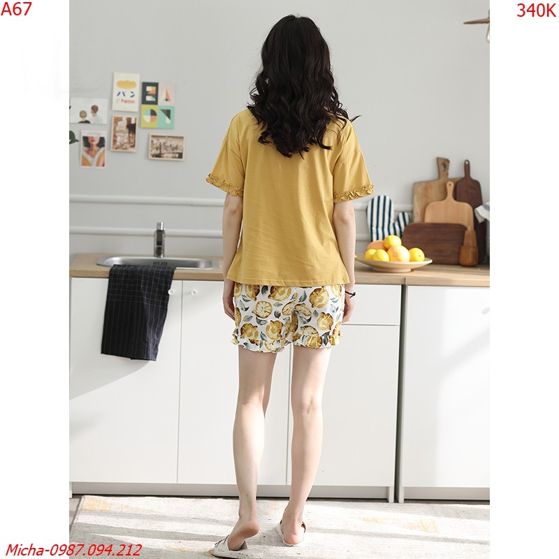 Bộ đồ nữ dáng short màu vàng họa tiết trái chanh - Micha A67