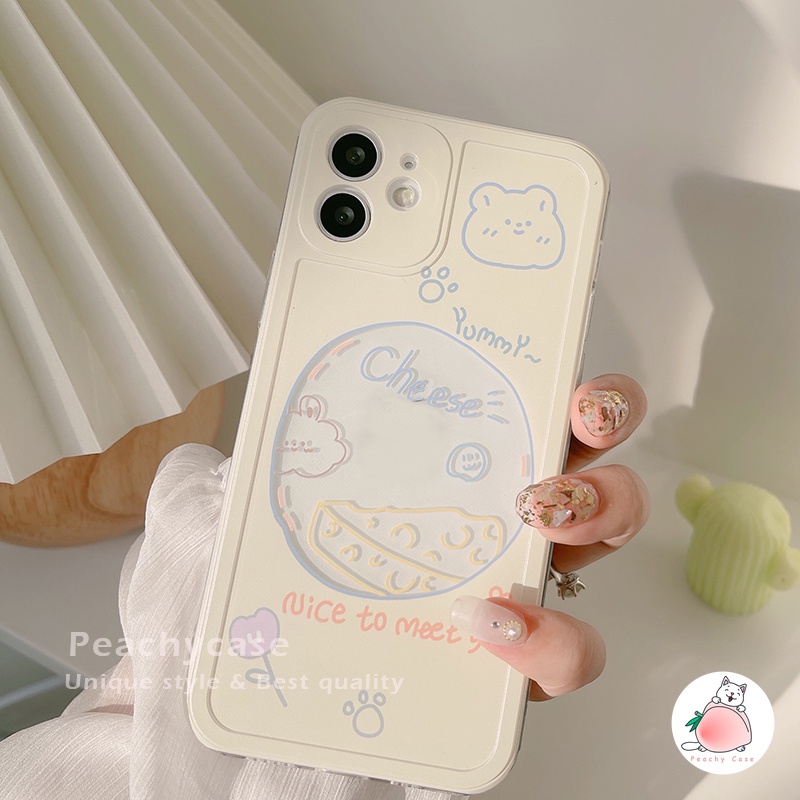 Ốp điện thoại TPU dẻo trong suốt họa tiết chú gấu/ bông hoa dễ thương cho IPHONE 13 11 12 PRO MAX X XS MAX XR 7 8 PLUS