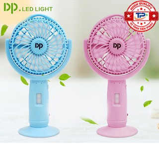 Quạt sạc tích điện DP DP-7606 tích hợp đèn LED chiếu sáng - cầm tay hoặc để bàn