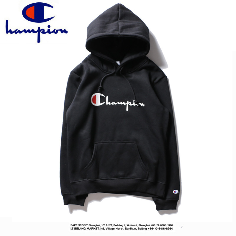 CHAMPION Men and Women Cotton Plus Velvet Pullovers Long-sleeved Plus Size Hooded Sweatshirt