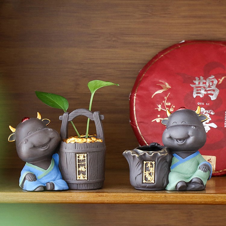 Tượng Trâu Và Chậu Trồng Cây Cầu Phúc Lộc Tài