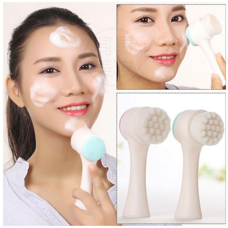 Dụng Cụ Cọ Rửa Mặt 2 Đầu Cầm Tay | BigBuy360 - bigbuy360.vn