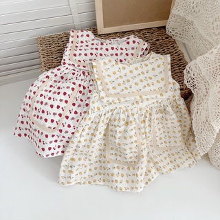 ✨bán sỉ✨d006 đầm bé gái họa tiết cherry viền vuông 2 màu đỏ,vàng