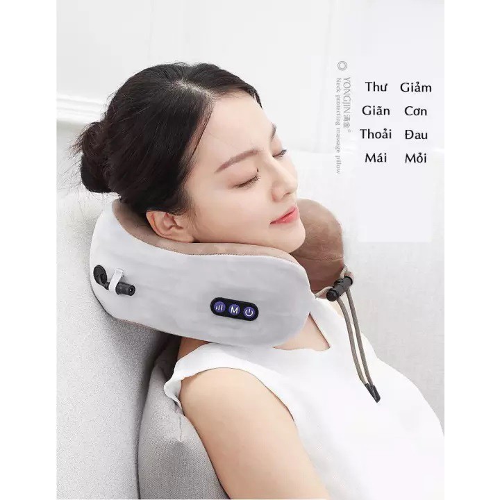 Gối Massager Cổ chữ U Thông Minh Cao Cấp Máy Massage  VaiGáy Trị Liệu Gối Massager Cổ Bông