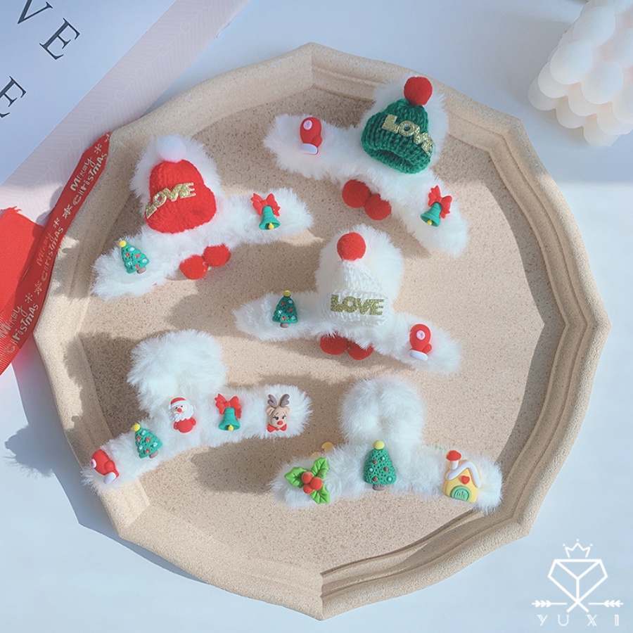 Kẹp Tóc Móng Vuốt Họa Tiết Hoạt Hình Phong Cách Giáng Sinh Hàn Quốc Dễ Thương Dành Cho Bạn Nữ