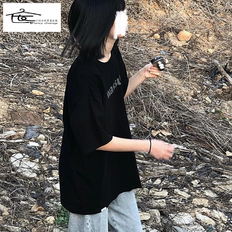 Áo Thun 100% Cotton Nguyên Chất Dáng Rộng Phong Cách Harajuku Hàn Quốc Thời Trang Mùa Hè Cho Nữ