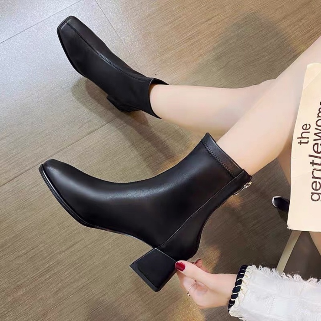 Giày boot da mềm nữ cổ cao khoá sau 5 phân cao cấp - BCC002 | BigBuy360 - bigbuy360.vn