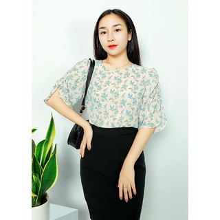 Áo chiffon họa tiết tay bồng C507 NỮ TNG