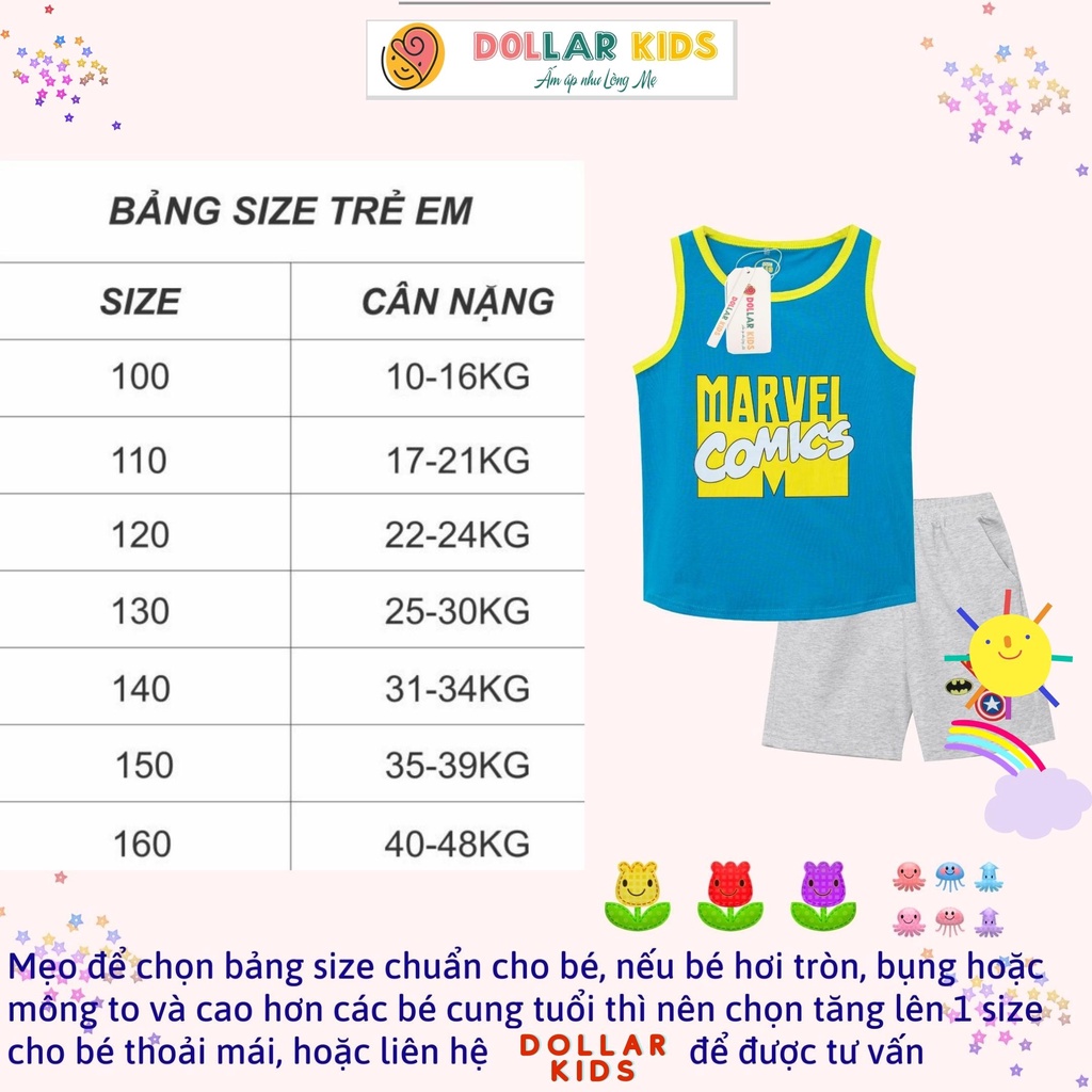 Đồ Bộ ba lỗ cho bé trai dollarkids từ 10kg đến 46kg