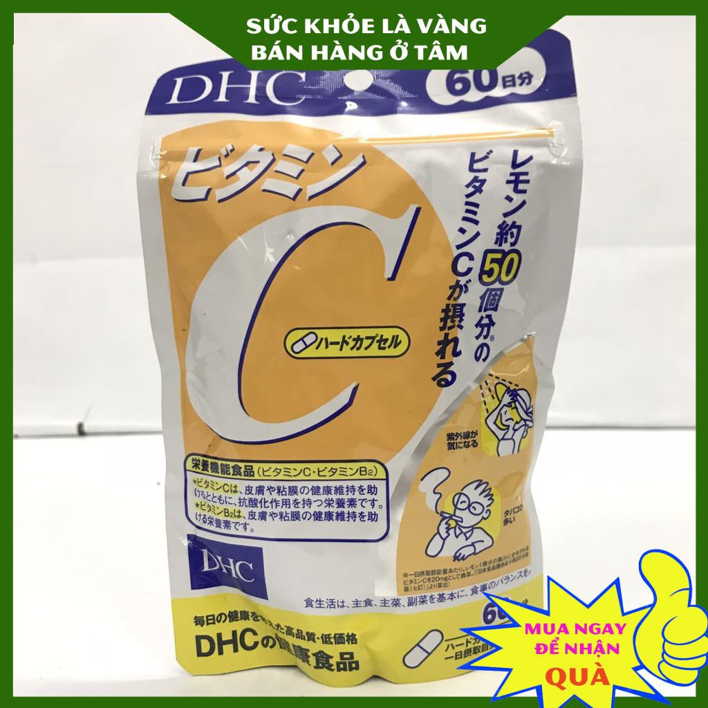 Vitamin C DHC Nhật Bản gói 120 viên, dưỡng trắng sáng da, chống lão hóa và tăng sức đề kháng