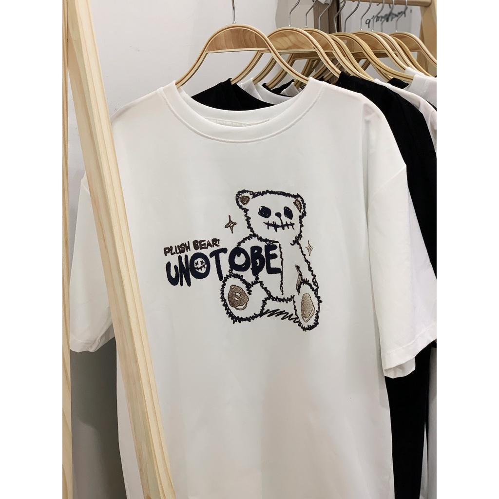 Áo thun Unisex tay lỡ form rộng in hình gấu Bear UNOTOBE nam nữ, áo phông unisex JTeeMan dễ thương vải Cotton JT35