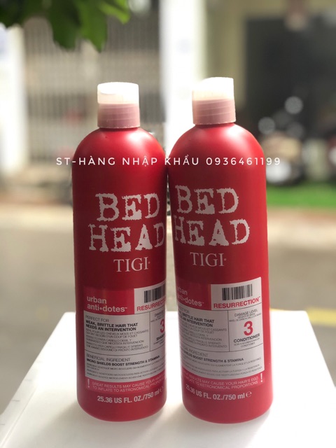 [HÀNG XÁCH TAY]Bộ đôi dầu gội và xả Tigi bed head cấp độ 3 dành cho tóc khô và hư tổn - 750ml