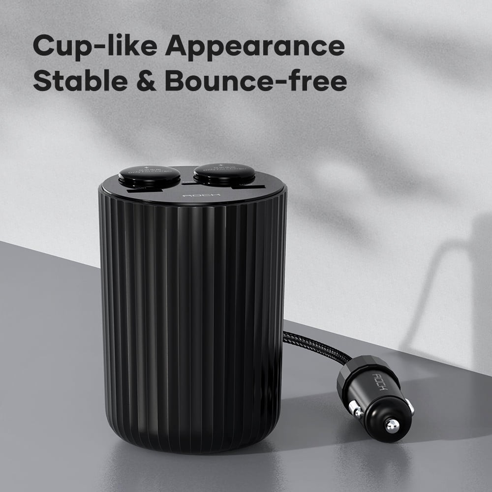 Bộ chia sạc trên xe hơi Rockspace B600 PD Car Charging Cup, màu đen, hàng chính hãng bảo hàng 12 tháng