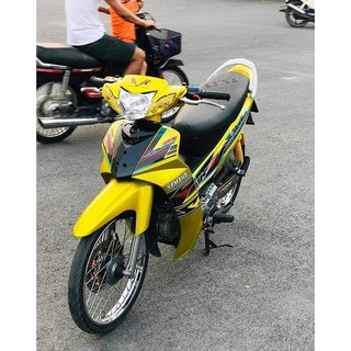 Tem trùm xe sirius vàng đen, độ team dán phủ decal xe máy spark giá rẻ đẹp