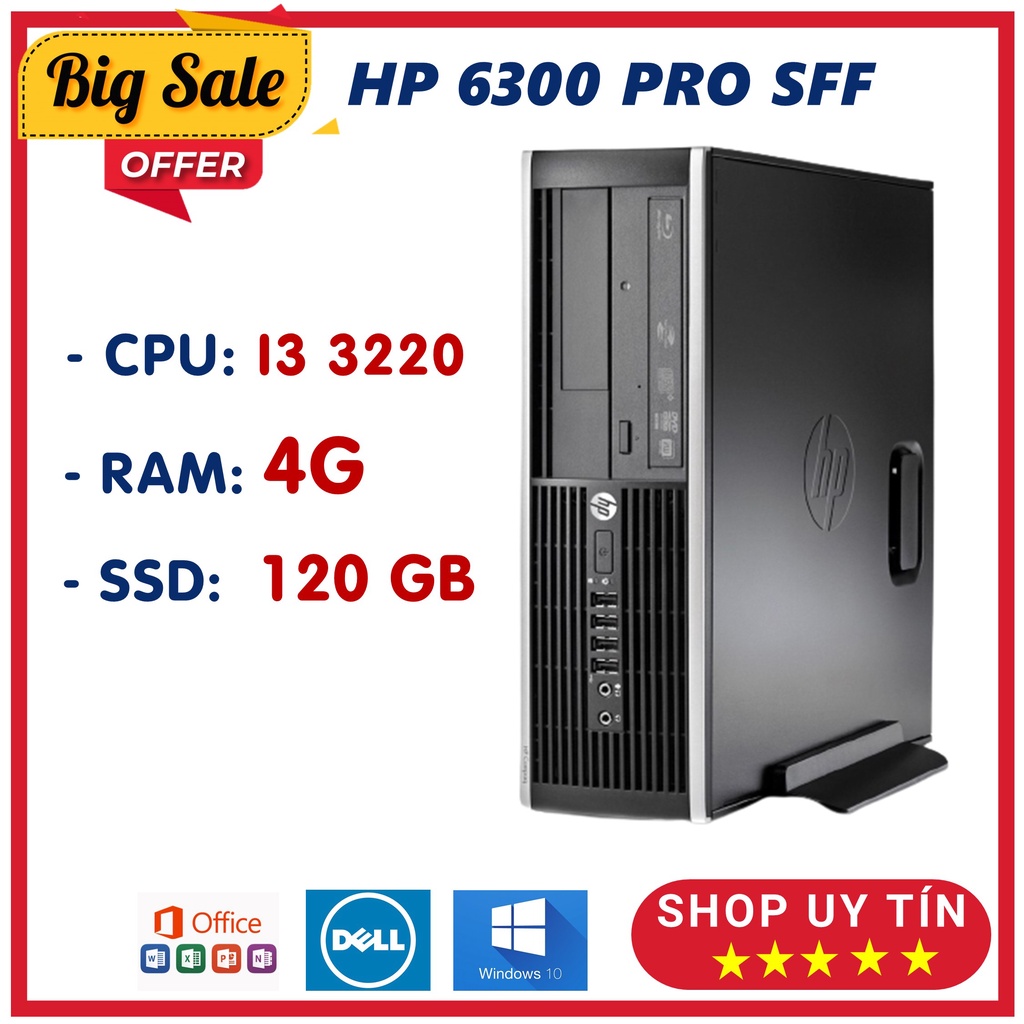 Máy Tính Để Bàn HP Core i3 ⚡Freeship⚡ PC Đồng Bộ HP 6300 Pro SFF (i3 3220/Ram 8G/SSD 240GB) - BH 12 Tháng