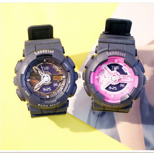 Đồng hồ nữ xanh matcha Candycat mẫu chạy kim màn hình giả điện tử S98 | BigBuy360 - bigbuy360.vn