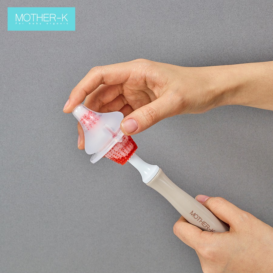 Bộ 2 Cây Chổi Cọ Bình Sữa, Núm Ti MOTHER-K Chất Liệu Silicon Cao Cấp Mềm Nhẹ, An Toàn KM13690