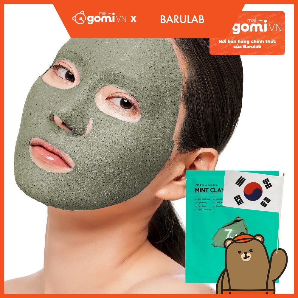 Mặt Nạ Bùn Khoáng Đa Chức Năng BARULAB 7 In 1 Total Solution Clay Mask (Hộp 5 Miếng) GomiMall