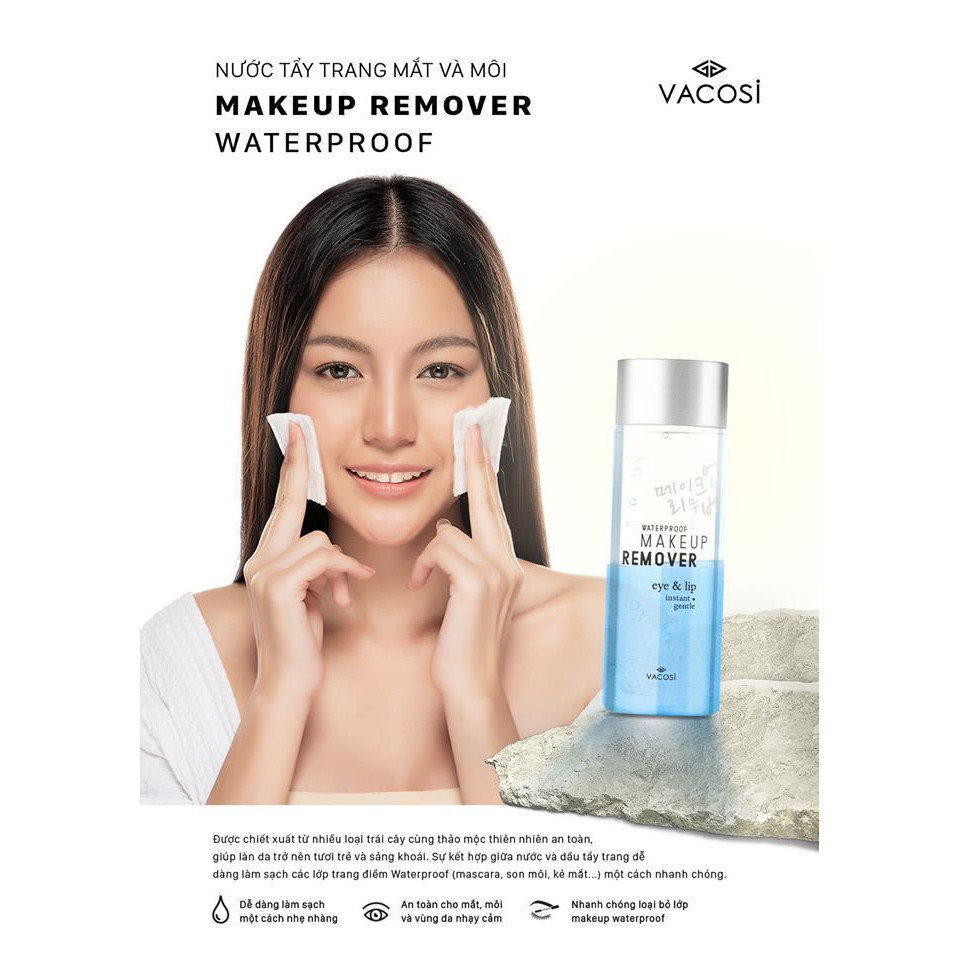 NƯỚC TẨY TRANG MẮT VÀ MÔI VACOSI WATERPROOF MAKEUP REMOVER FOR EYE &amp; LIP 80ML CHÍNH HÃNG - 6584