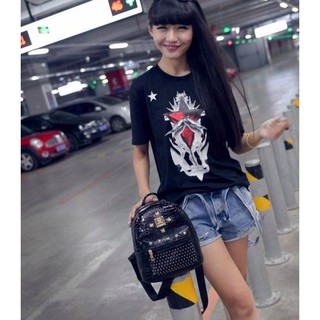 Ba lô da cát sấu tán đinh thời trang A042