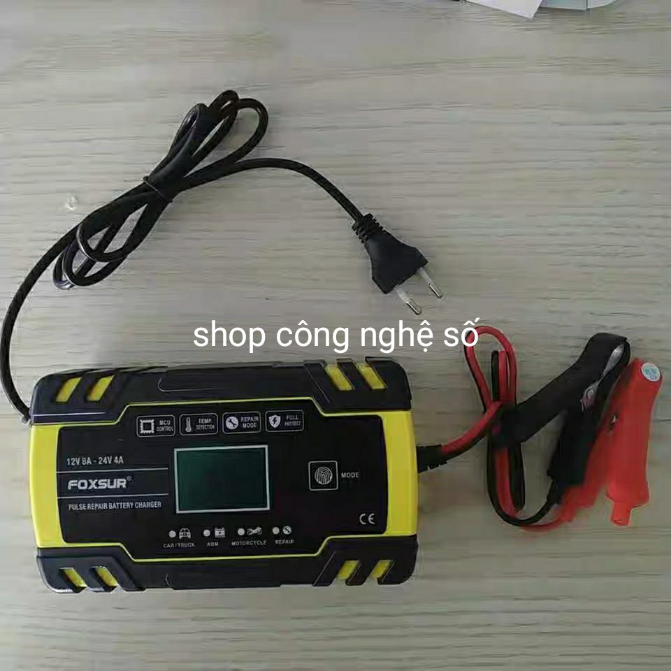FOXSUR 12V 24V 6Ah - 150Ah Sạc bình ắc quy  tự ngắt khi đầy chức năng bảo dưỡng phục hồi quy bằng khử sunfat