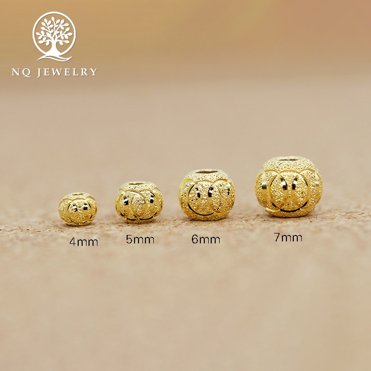 Charm bạc bi tròn họa tiết mạ vàng - NQJewelry