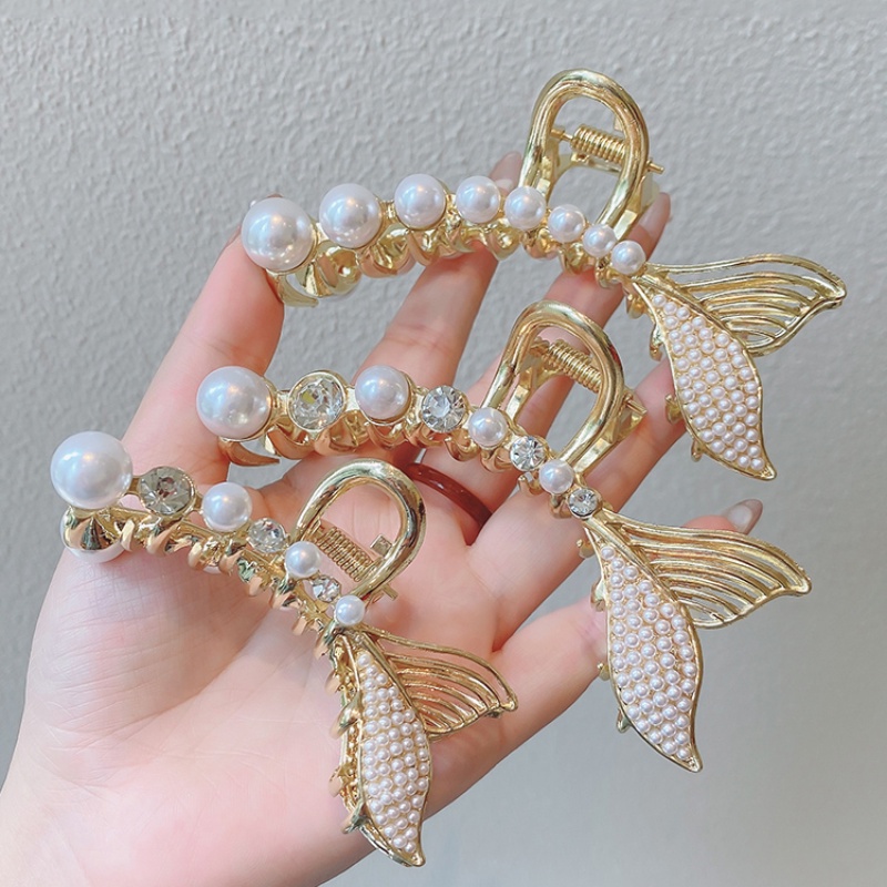 Kẹp Tóc Đuôi Cá Đính Ngọc Trai Giả Phong Cách Hàn Quốc Thời Trang
