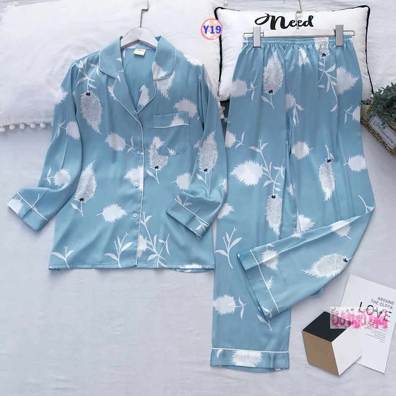 Pijama Lụa Dài Tay Cao Cấp Y19 | BigBuy360 - bigbuy360.vn